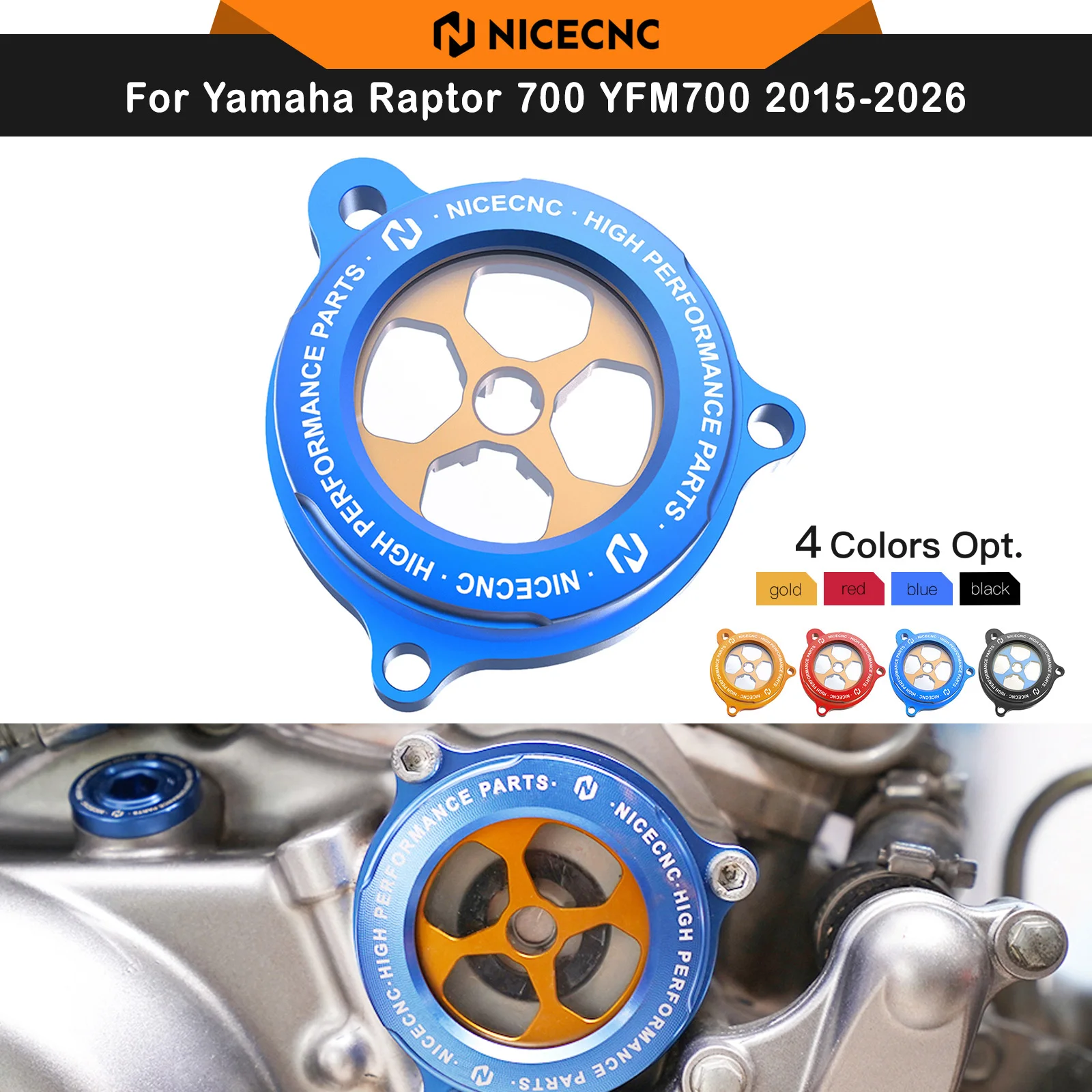 NICECNC For Yamaha Raptor 700 YFM700 2015-2026 ATV Oil Filter Cover Guard Cap For YFM700R 2014 700R SE 2010-2026 Aluminum