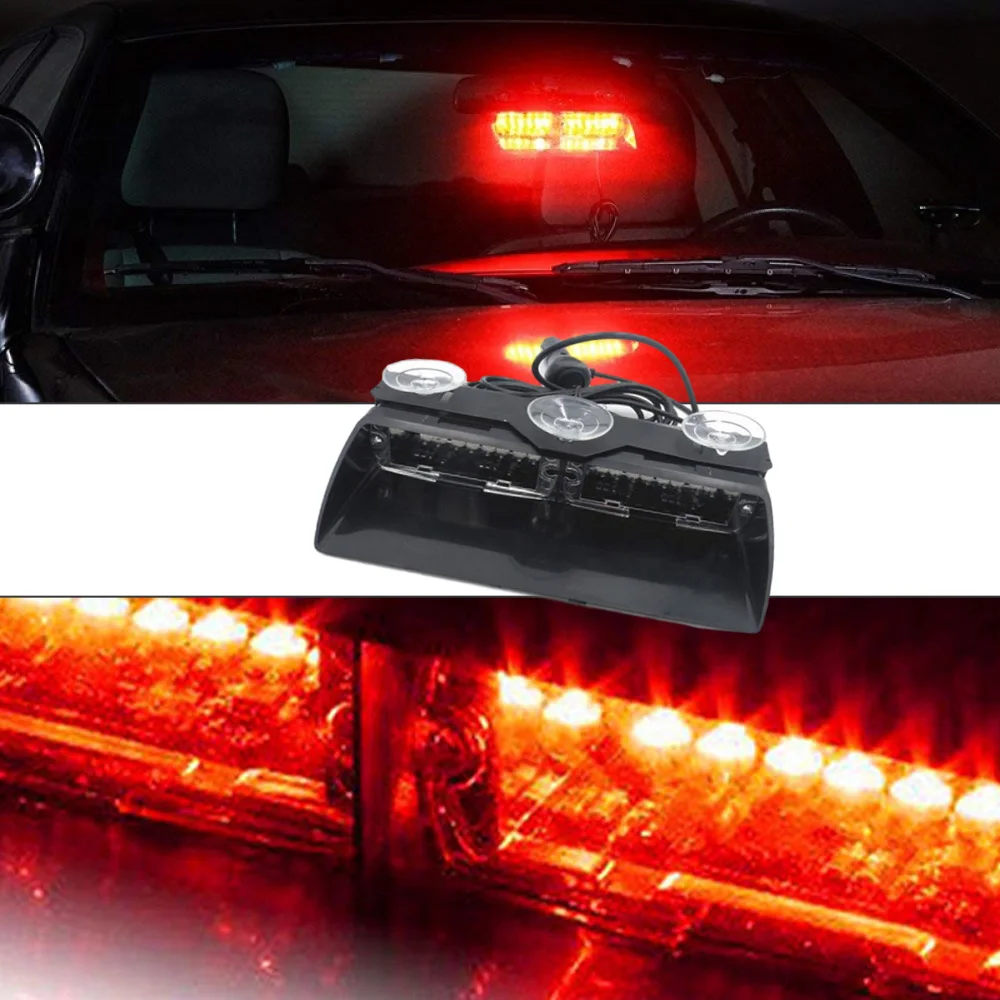 1x Universal 16LED Car Roof Strobe Emergency Light 12V Car Truck LED Strobe Flash Lamp Police Warning Light 18 Flashing Modes