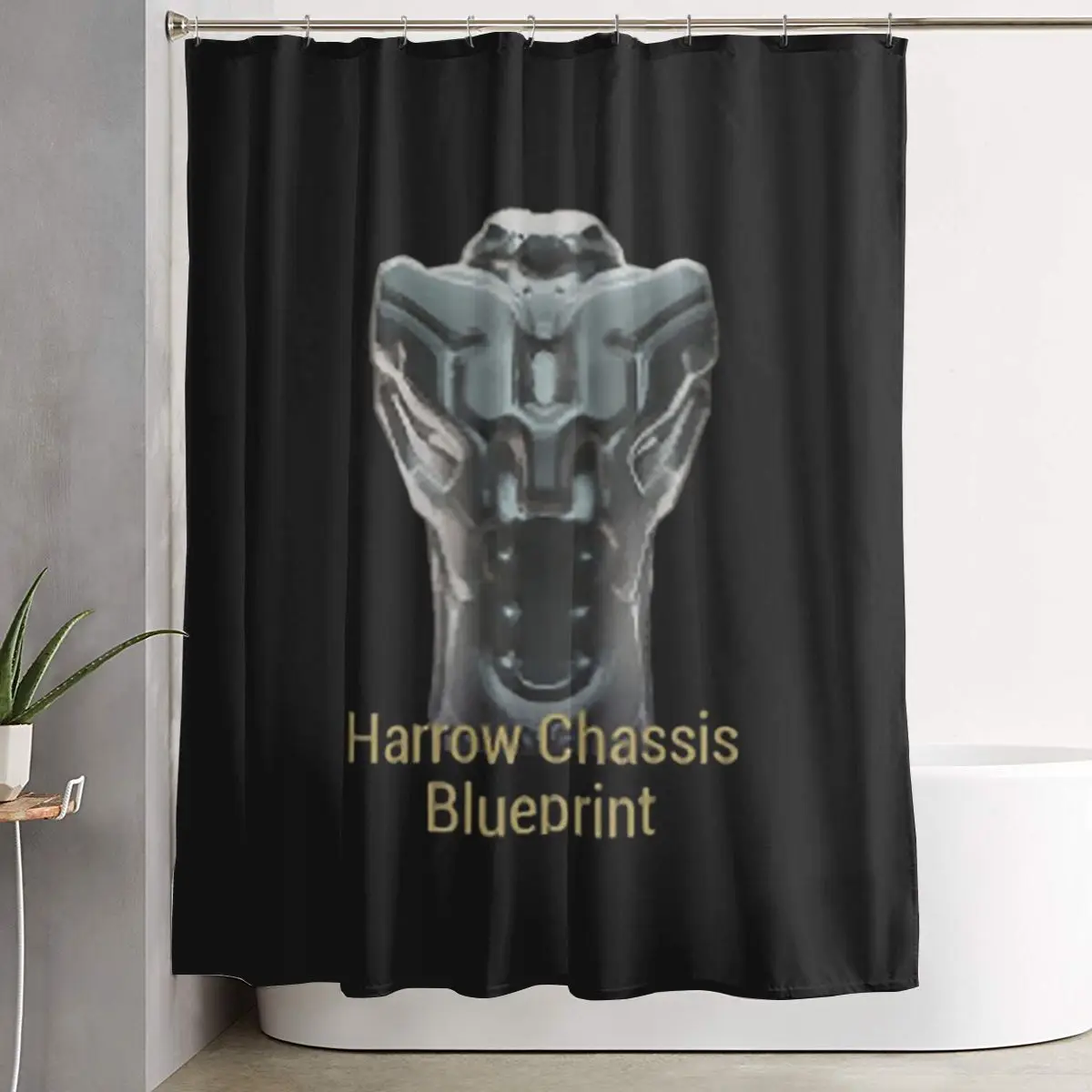 Harrow Chassis Blueprint Warframe Tennoc Shower Curtain Bathroom Polyester Waterproof Bath Curtains with Hooks