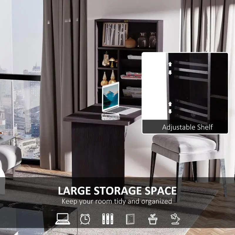 Scrivania convertibile pieghevole montata a parete, salvaspazio per scrivania galleggiante multifunzionale per l'home office