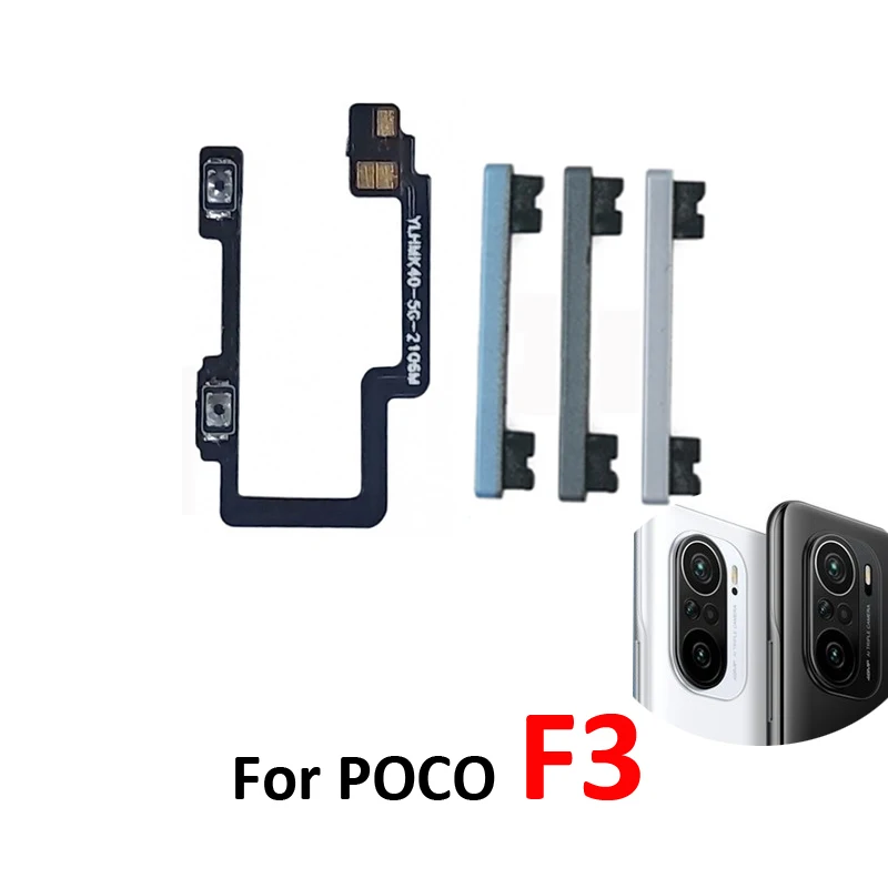 

Для Xiaomi Poco Pocophone F3: Новая кнопка регулировки громкости (вверх/вниз), внутренний гибкий кабель для ремонта