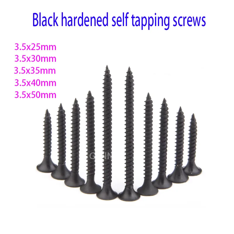 

230-440PCS High strength drywall nail self tapping nail black cross flat head woodworking screw gypsum board screw M3.5