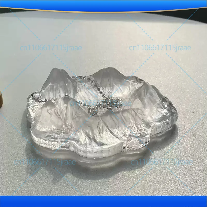 Crystal Glass Iceberg Ashtray, Glacier Snow Mountain Shape Ornament for Bar Office Home Luxury Decor Gift