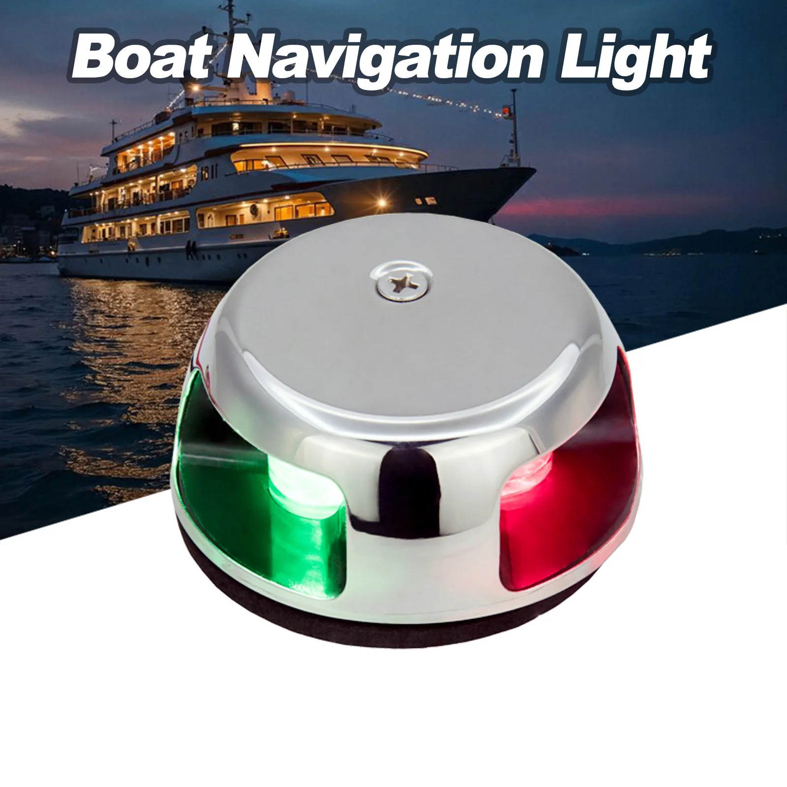 

LED Bi-Color Bow Navigation Light Deck Mount 12V Stainless Steel for Boat Yacht