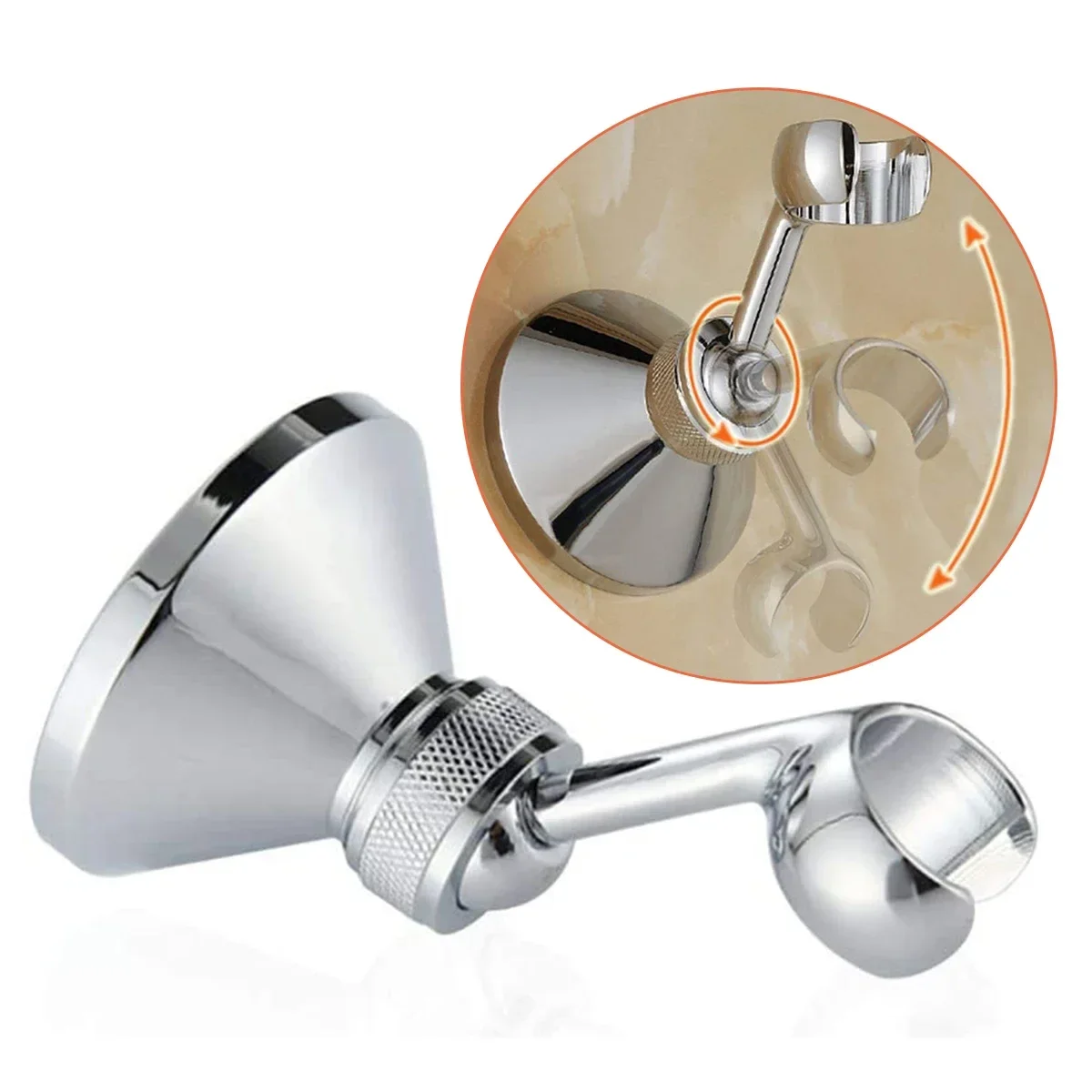 Shower Head Holder Universal Adjustable Swivel Shower Hose Handset Wall Mounted Bracket Holder Chrome Brass Fixed Wall Base