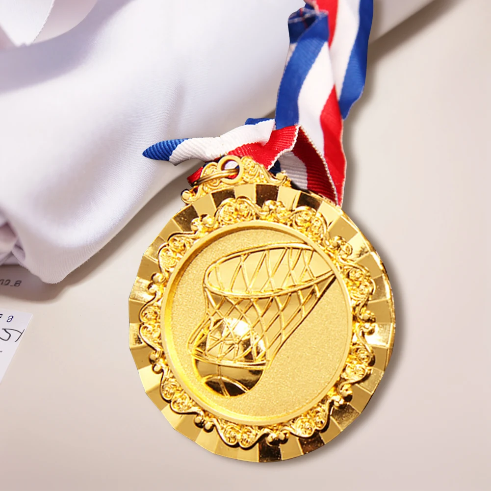 Medalhas de basquete de 6,5 cm Medalhas de prêmio de basquete com fita de pescoço Medalhas de jogo de basquete para campeonato de basquete