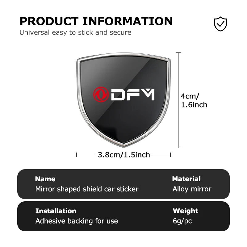 For Dongfeng Motor Car Alloy Sticker Shield Styling Emblem Accessories DFM Aeolus ax3 k01 Ax5 580 DFSK Glory 360 Cefiro MX6 S50 view 6