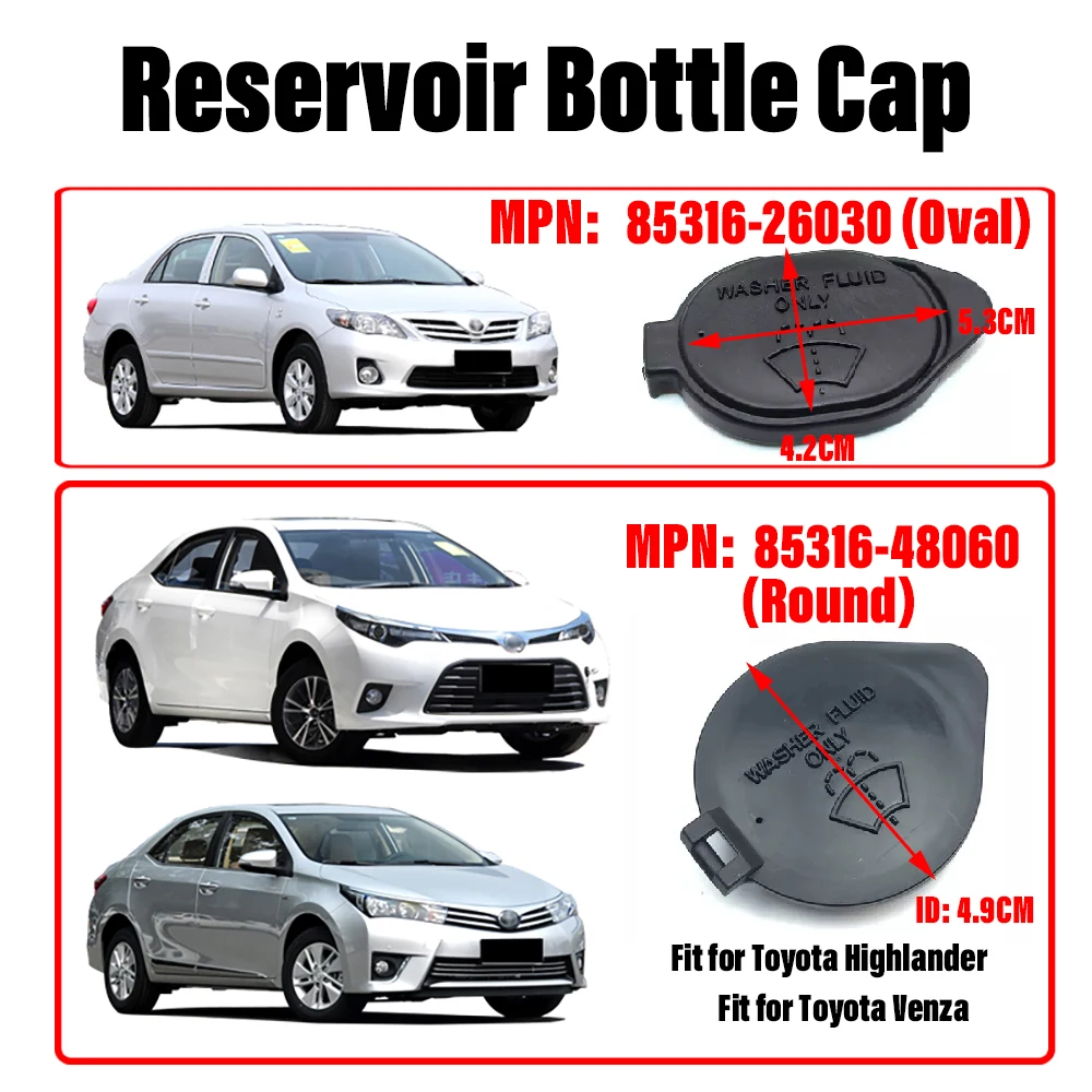 Car Round/Oval Windshield Wiper Washer Fluid Reservoir Tank Bottle Cap Lid For Toyota Corolla Vios Yaris RAV4 Highlander Venza