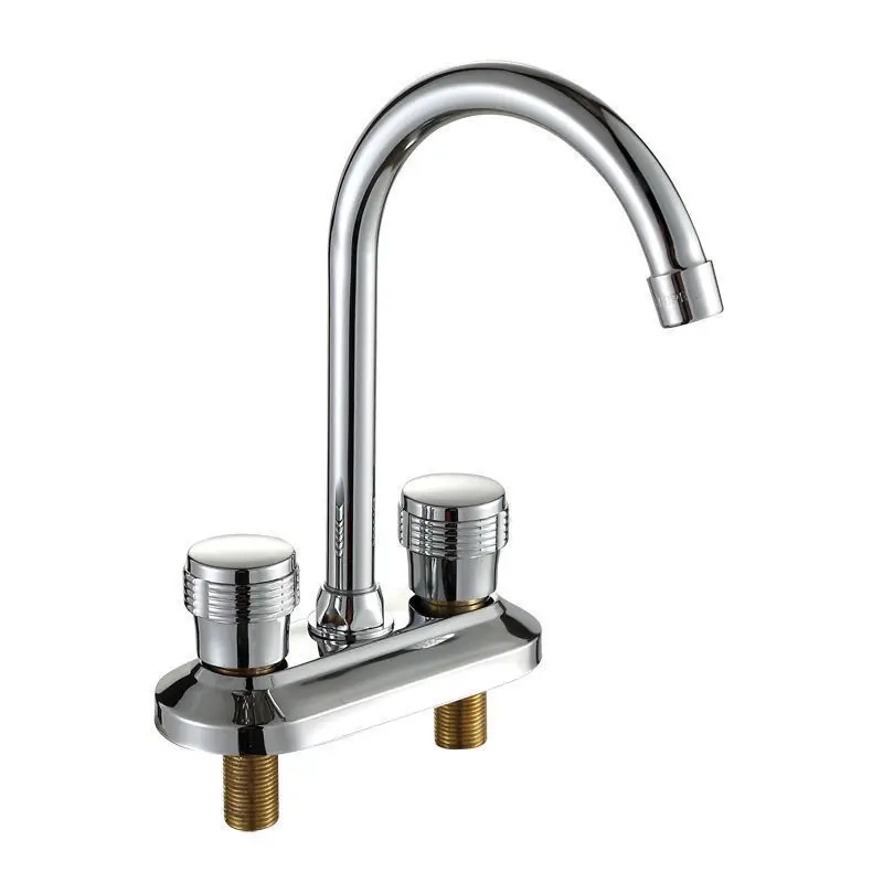 

Brass double handle cold and hot double hole basin faucet double opening and closing basin basin basin stainless steel sink doub