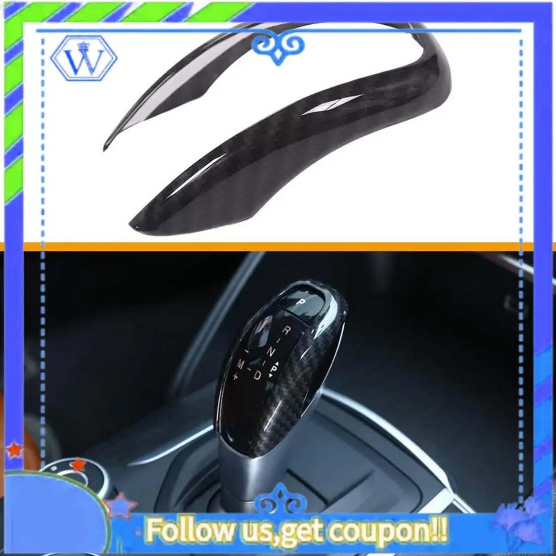 

M46K-Gear Shift Knob Trim Cover Sticker For Alfa Romeo Giulia Stelvio 2017 2018 2019 Accessories, ABS Carbon Fiber