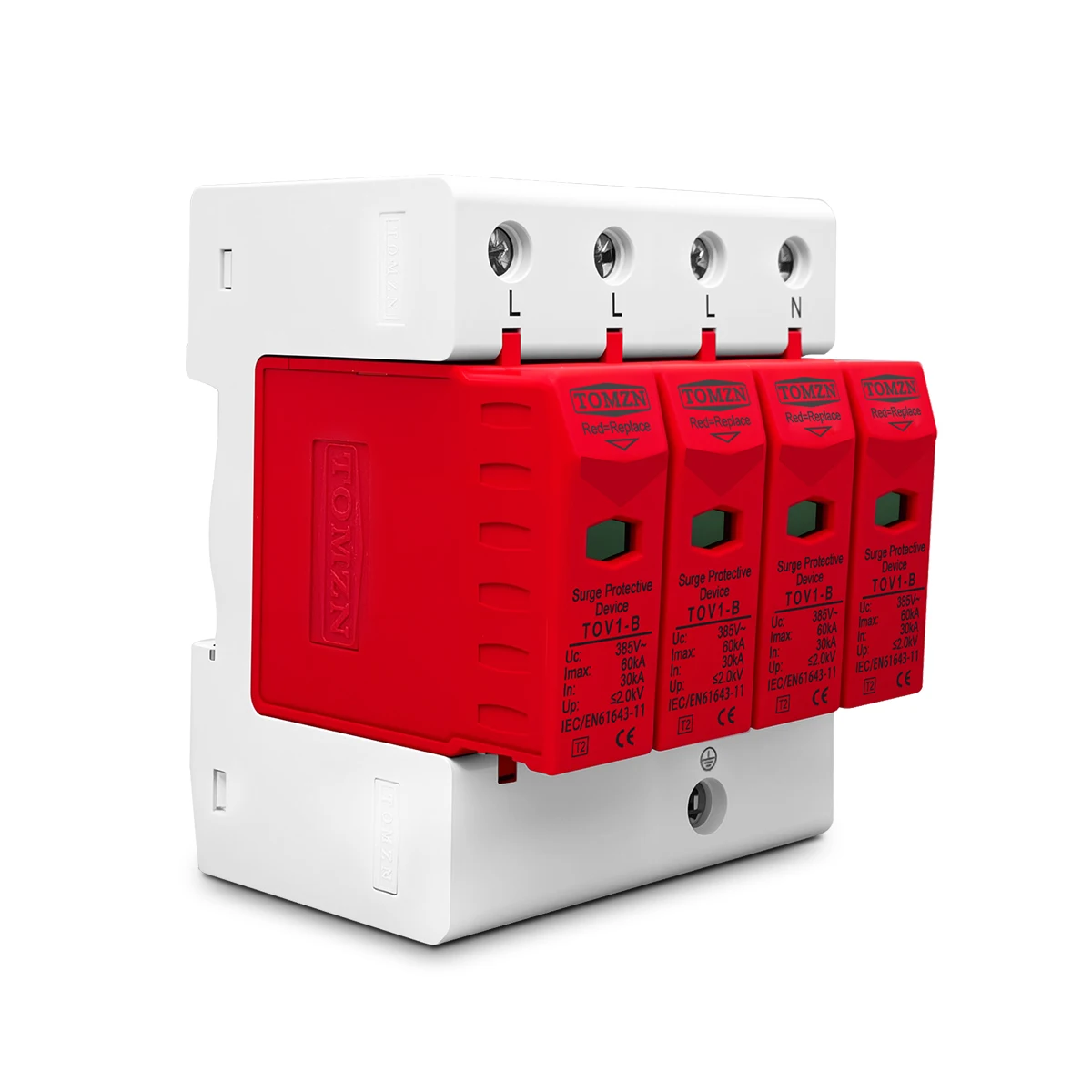 TOMZN AC SPD 4P 3P+N 10-20KA 20-40KA 30-60KA 275V 385V 420V House Surge Protector Protective Low-voltage Arrester Device OBO