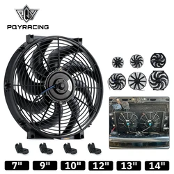 Free Shipping 7 9 10 12 13 14 Inch Universal 12V 80W Slim Reversible Black Blade Electric Cooling Radiator Auto Fan Mounting Kit