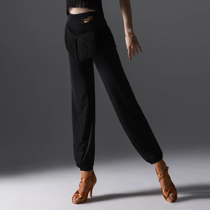 Fashion Latin Dance Pants For Women Samba Rumba Dancing Practice Wear Tassel Trousers Female Tango Salsa Training Clothes