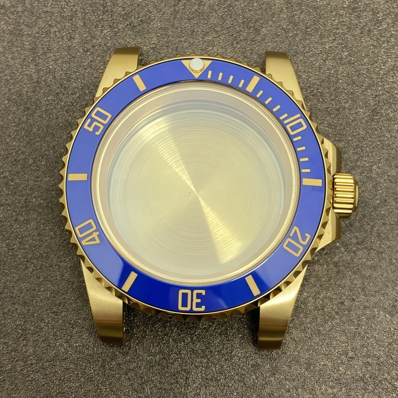 Accesorios para caja de reloj con movimiento NH35, caja de acero inoxidable dorada completa, caja de cristal de zafiro de 40MM