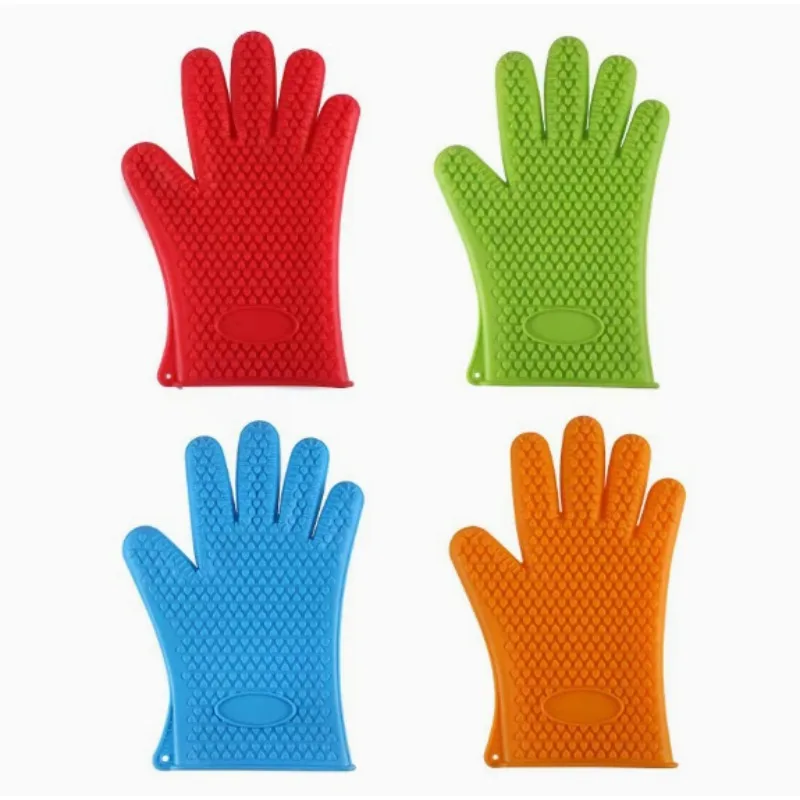 Heart-shaped Silicone Oven Mitts for Baking, Microwave Heat-resistant, Five-finger High-temperature Protective Gloves