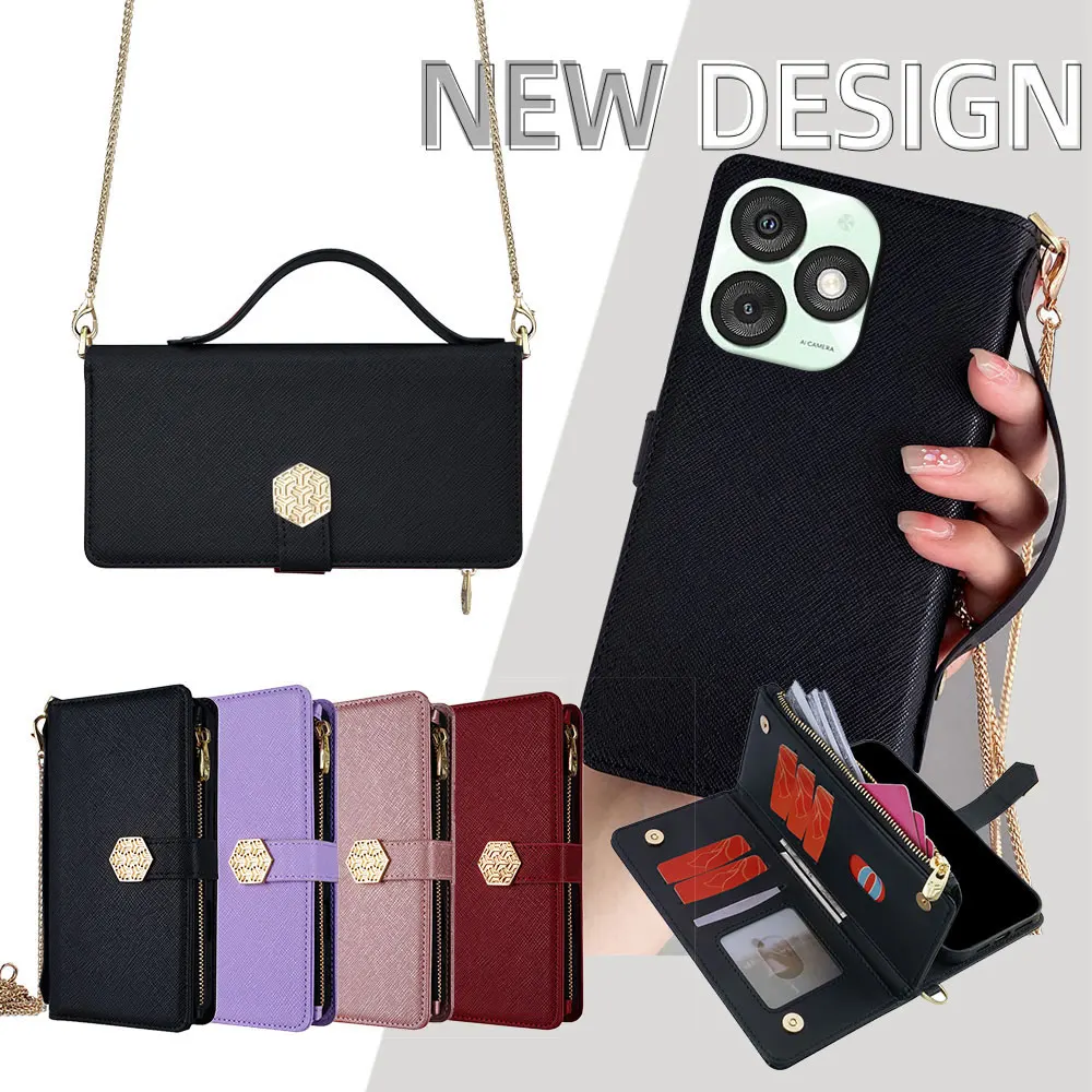 

Кожаный чехол-кошелек с магнитной пряжкой и слотами для карт, фоторамка для Itel P65 P55 S23 Plus S24 A50 A50C A70 RS4, дизайн сумки