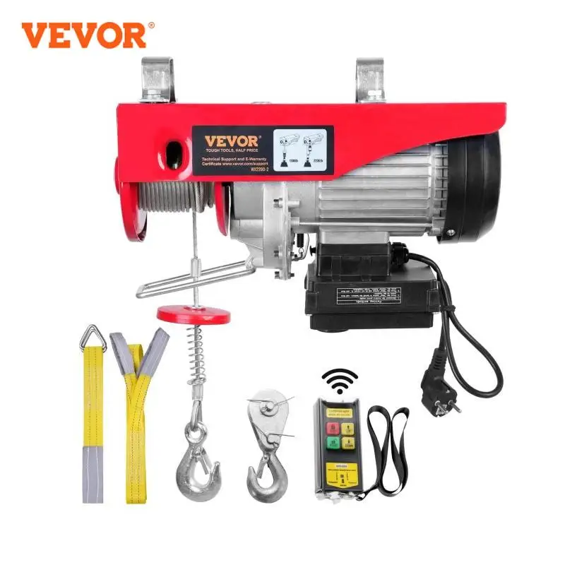 

VEVOR 400-1000kg Electric Hoist Lifting Crane Cable Hoist Winch for Boat Car Garage Elevator with Wired Remote Control Lifter