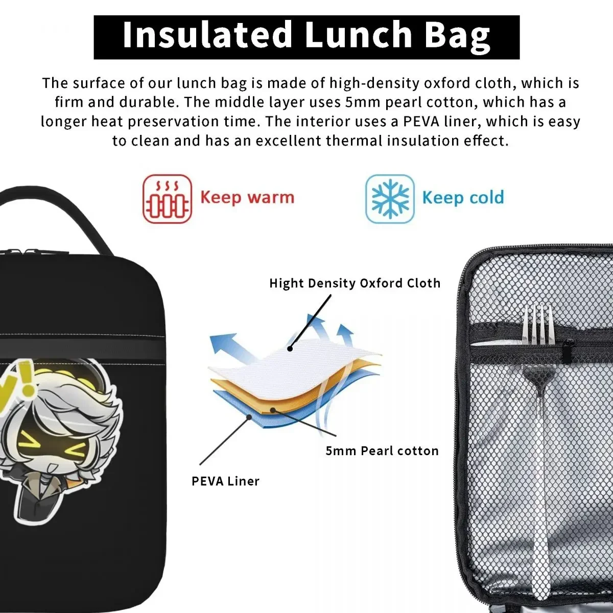 Murder Drones N Cute Anime Thermal Insulated Lunch Bag for Picnic Portable Food Bag Thermal Cooler Lunch Boxes