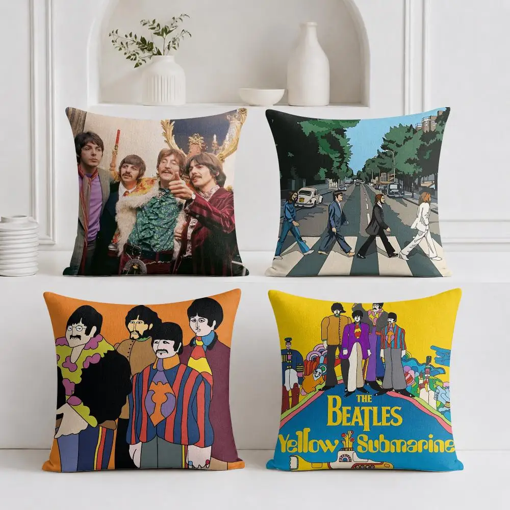 The B-Beatles Rock Band Cushion Cover Linen Double-Sided Decorative Sofa Couch Bedroom Living Room Home Decor Pillow Case