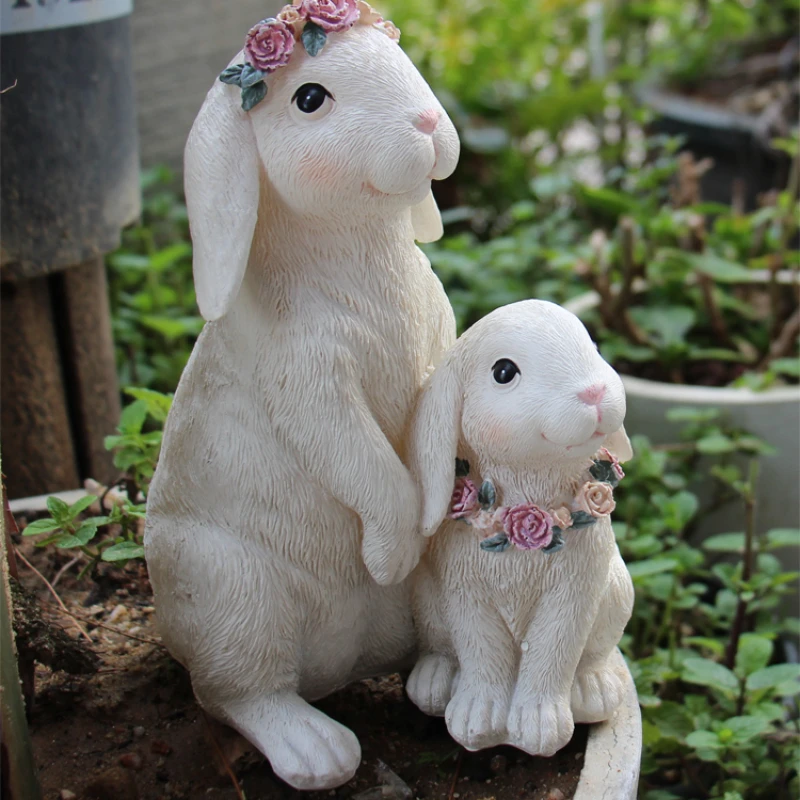 

Flower wreath rabbit decoration, living room, balcony, landscaping, garden art, cute healing, decoration, homestay