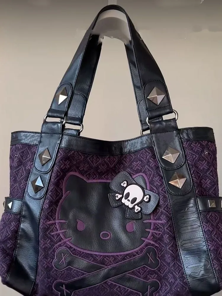 

HelloKitty vintage spliced purple armpit bag handbag Y2K sweet cool spicy girl style autumn and winter shoulder bag