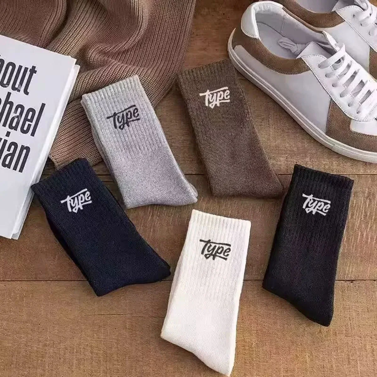10 paia di calzini a tubo medio da uomo con lettera Z Moda Casual Sport Morbidi e confortevoli adatti per l'uso quotidiano