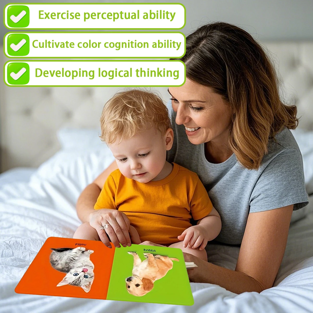 영어 어린이 물체 인식 카드 책 6개로 구성된 정사각형 선물 상자 세트