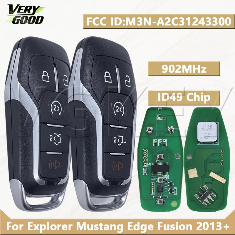 

VG For Ford Explorer Mustang Edge Fusion 2013-2017 M3N-A2C31243300 7812A-A2C31243300 ID49 Chip 902MHz Proximity Car Remote Key