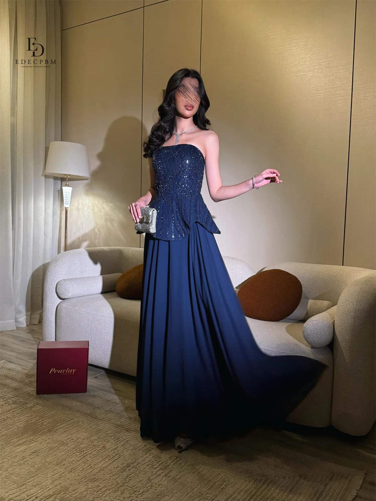 EDECPBM فساتين سهرة Выпускные платья для особых случаев Роскошные женские вечерние платья с открытыми плечами из шифона по индивидуальному заказу