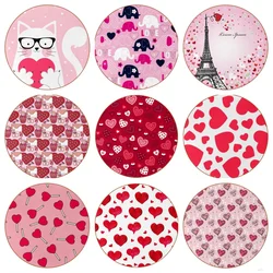 Pink Heart Love Round tappetino in legno resistente al calore Drink Cup sottobicchieri caffè Hot Drink Mug Table Placemat accessori da cucina per auto