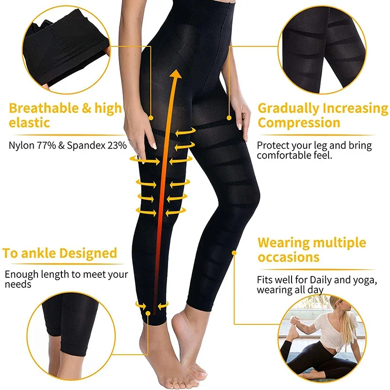 MISSMOLY Leg Slimming Body Shaper Anti Cellulite Compression Leggings High Waist Tummy Control Panties Thigh Slimmer Shapewear