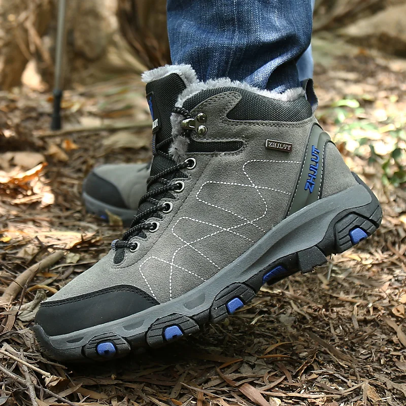 Men’s Warm Plush Snow Hiking Boots – Wear-Resistant 6