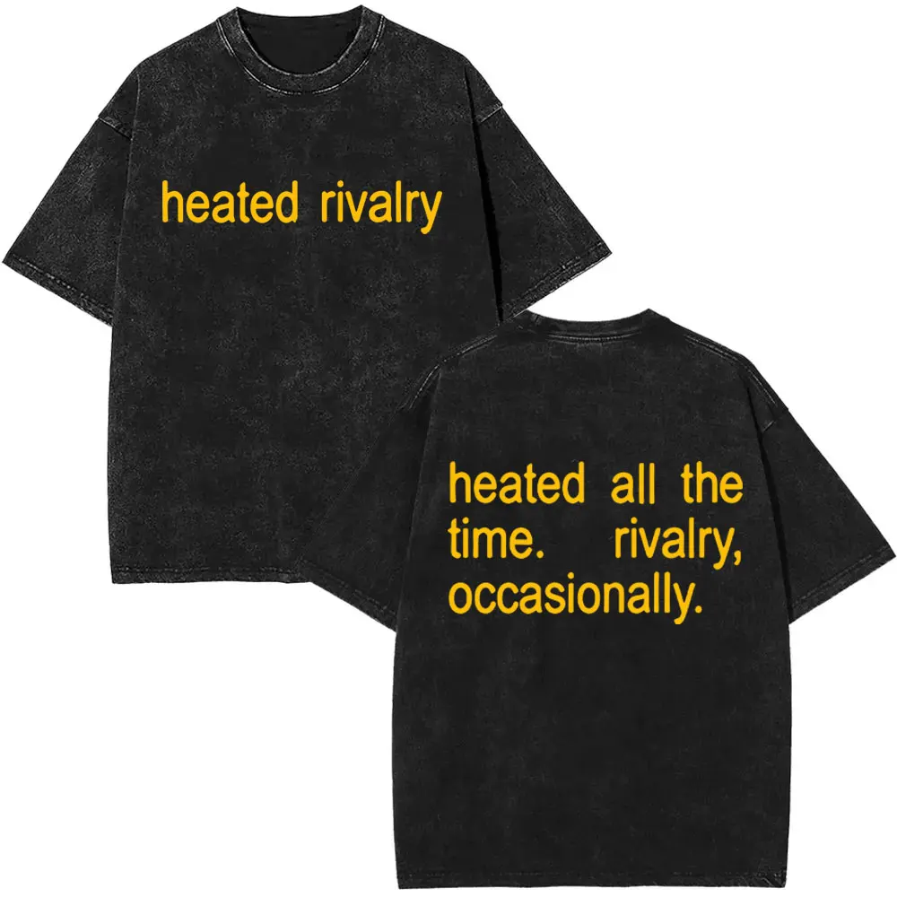 

Heated Rivalry Heated All The Time Vintage Washed T-shirt Men Women Fashion Oversized Short Sleeve Tees Male 100% Cotton T Shirt