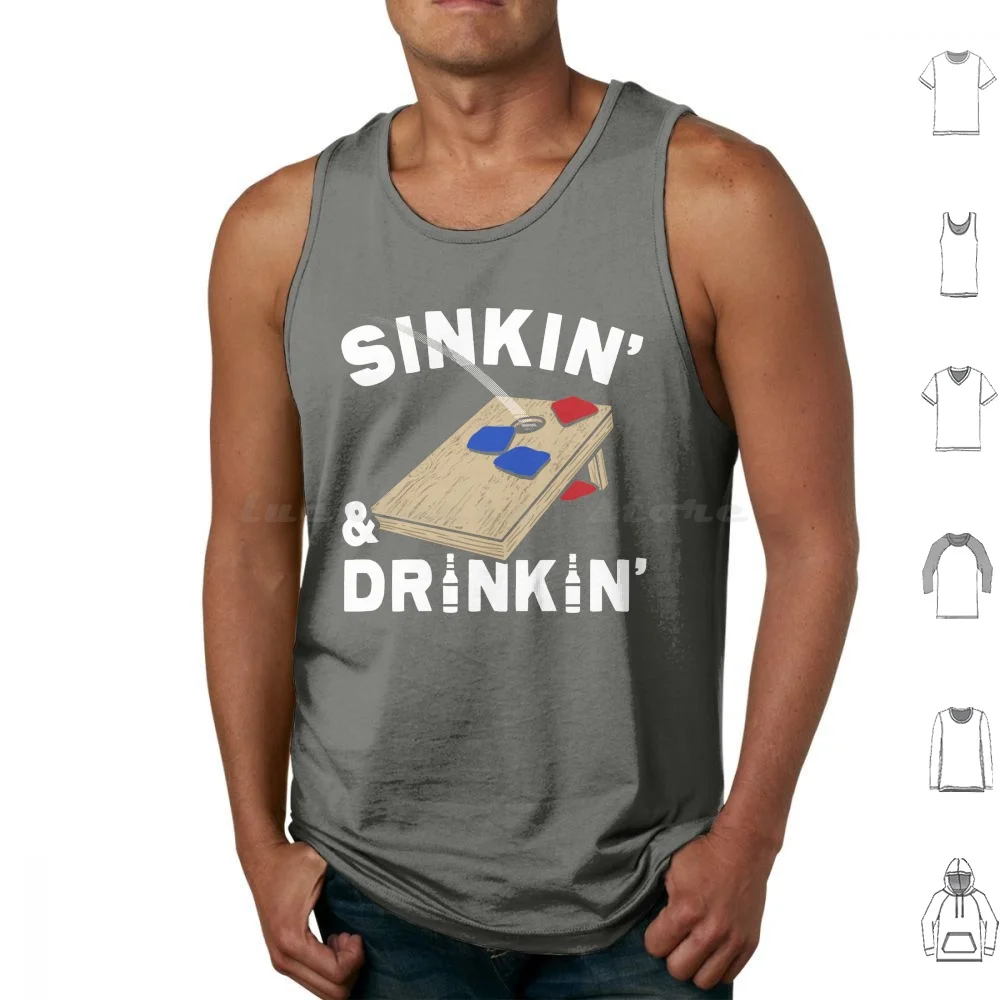 Sinkin' & Drinkin' Cornhole Tank Tops Vest Sleeveless Cornhole Cornhole Boards Drinking Beer Backyard Games Outdoors Bbq