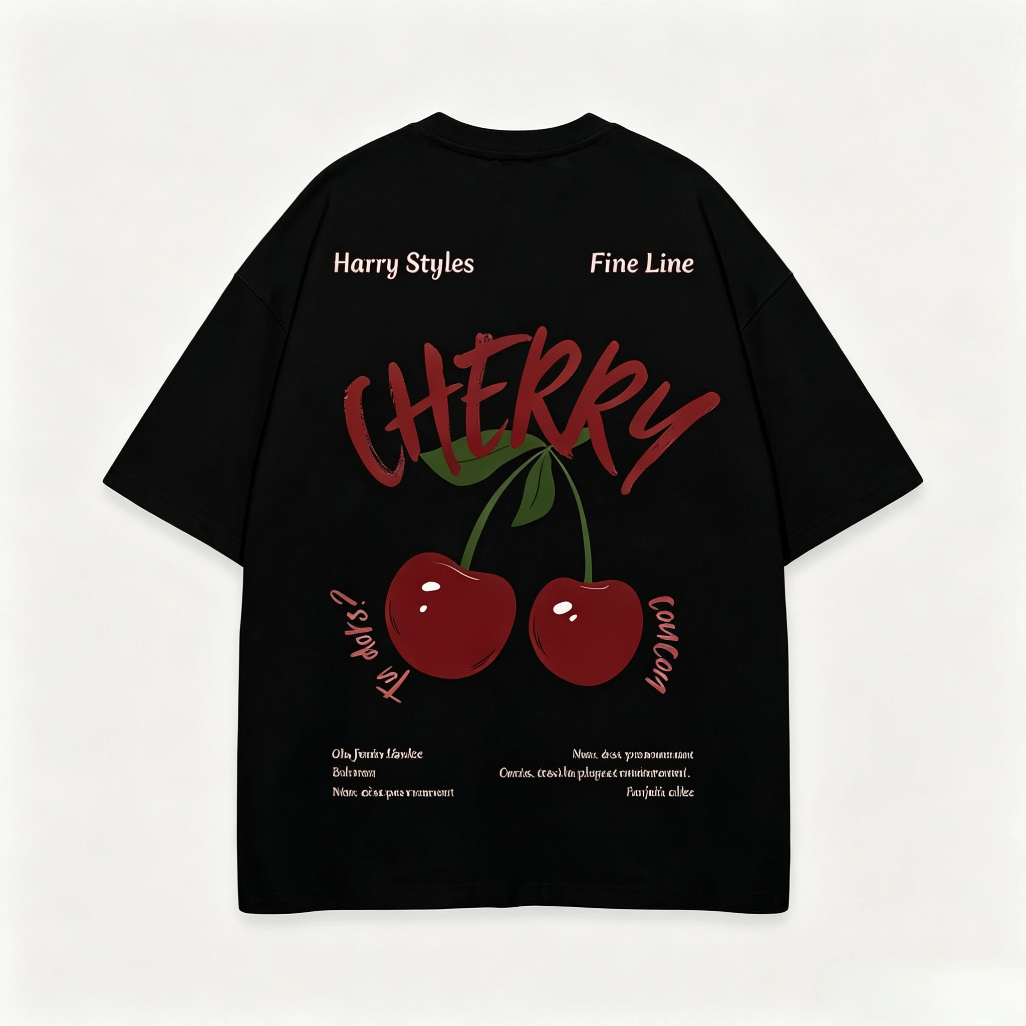 Harry Styles Cherry Fruit  Album Print Crew Neck T-Shirt Men Women Short Sleeve Cotton Music Fan Casual Daily Street Tees
