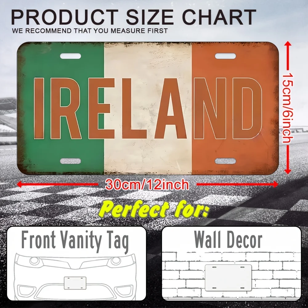Vintage Irish Flag Metal Wall Plaque - Irish Tricolor Colors (Green, Orange, White) Lightweight Wall Art Suitable for St. Patric