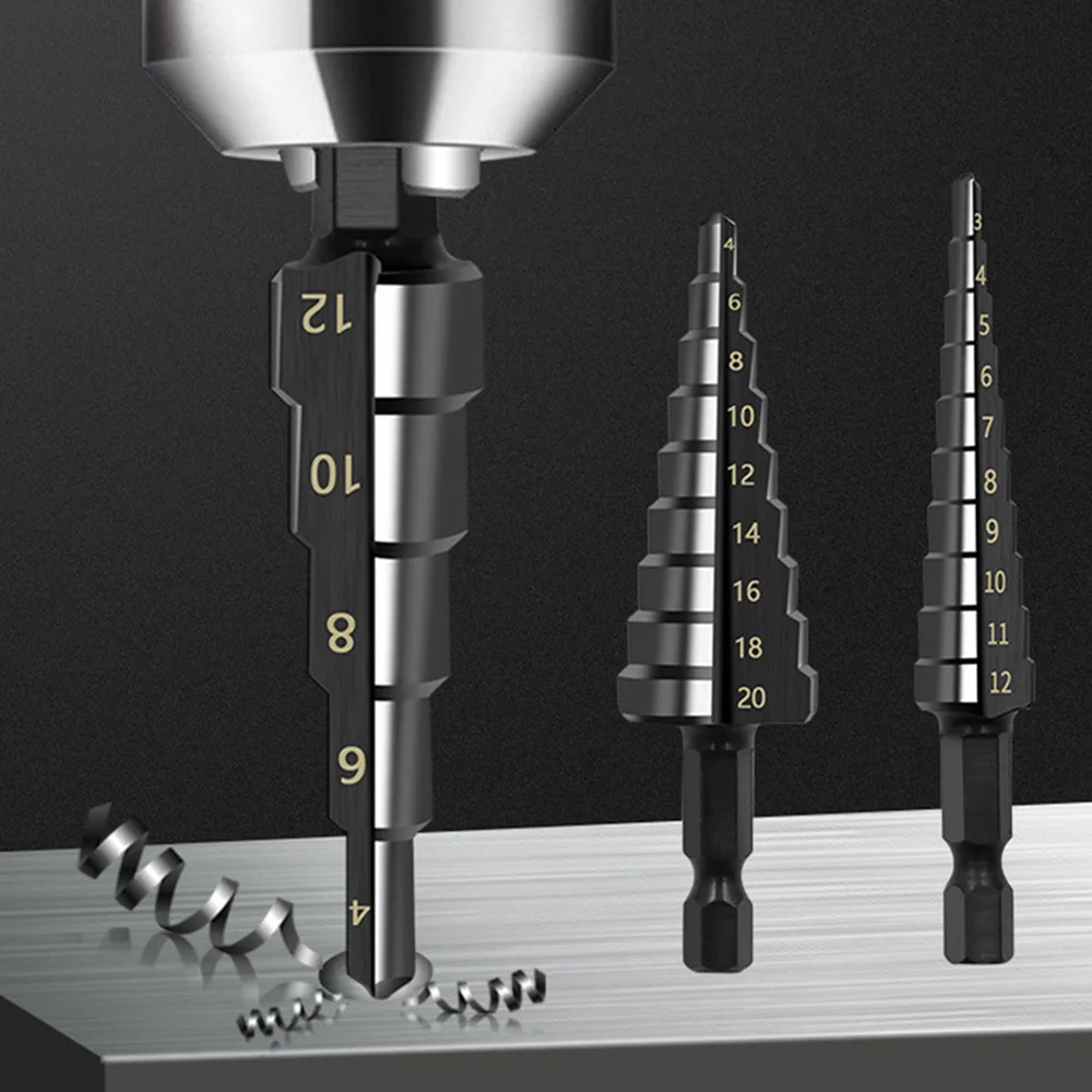 Conjunto de brocas passo a passo Sennan, revestida a titânio, 3-12mm, 4-12mm, 4-20mm, 3-20mm, para furador de madeira e metal