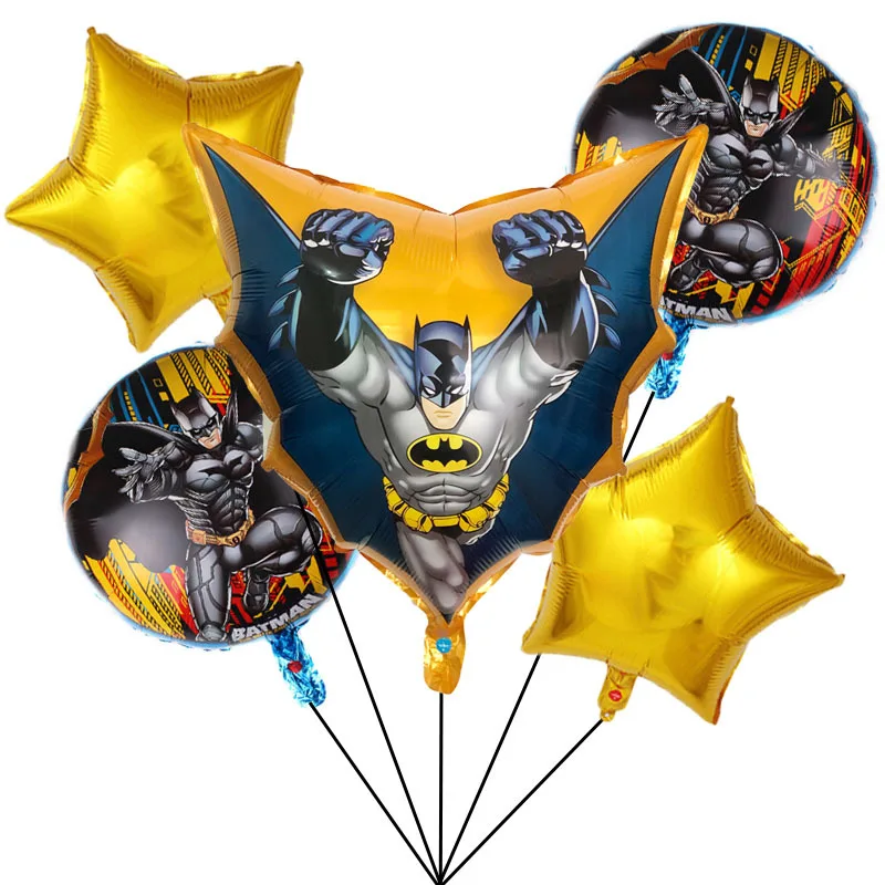 5pcs DC Cartoon Superhero Batman Foil Balloon set Kids Birthday Decoration Balloon Baby Shower Party decorate Supplies Globos