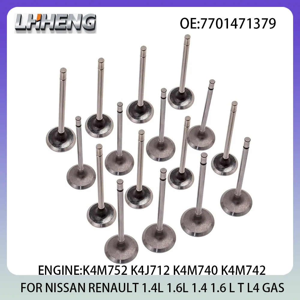 

16pcs New Intake & Exhaust Valve Kit For NISSAN KUBISTAR RENAULT CLIO KANGOO LAGUNA 1.4L 1.6L 1.4 1.6 L T L4 GAS 97-16 K4M752