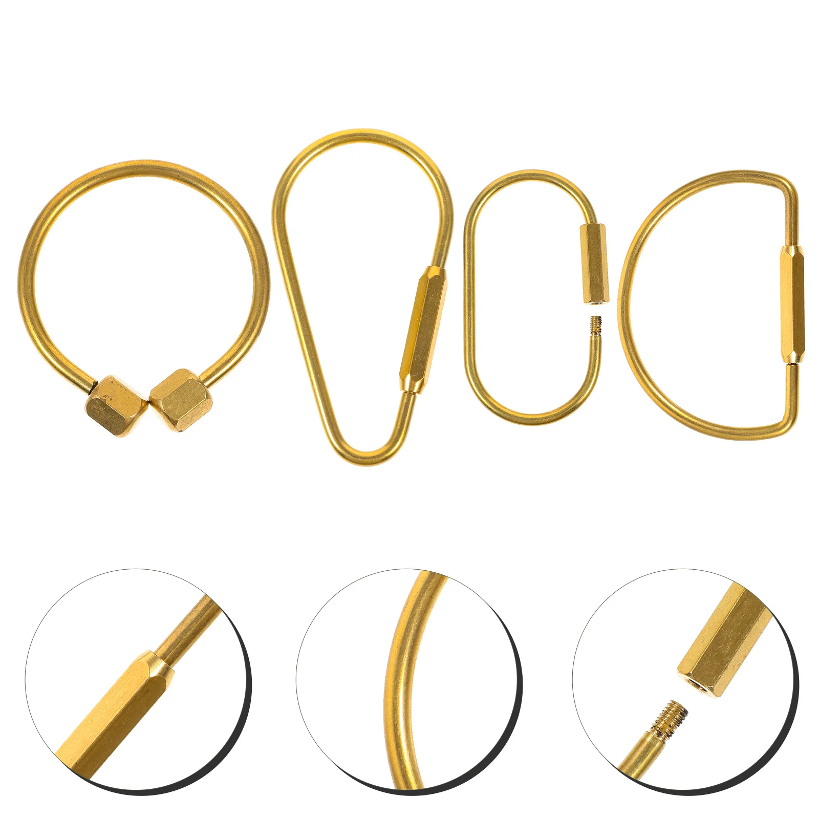 4Pcs Brass Screw Lock Key Rings Flat Metal Split Rings DIY Key Chains for Craft Making Secure Durable Brass Screw Lock Ring