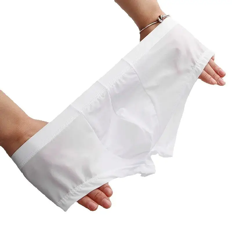 

Мужские трусы-боксеры из ледяного шелка, выпуклые трусы, мужское прозрачное нижнее белье, летние крутые трусики с низкой талией, тонкое нижнее белье-бикини