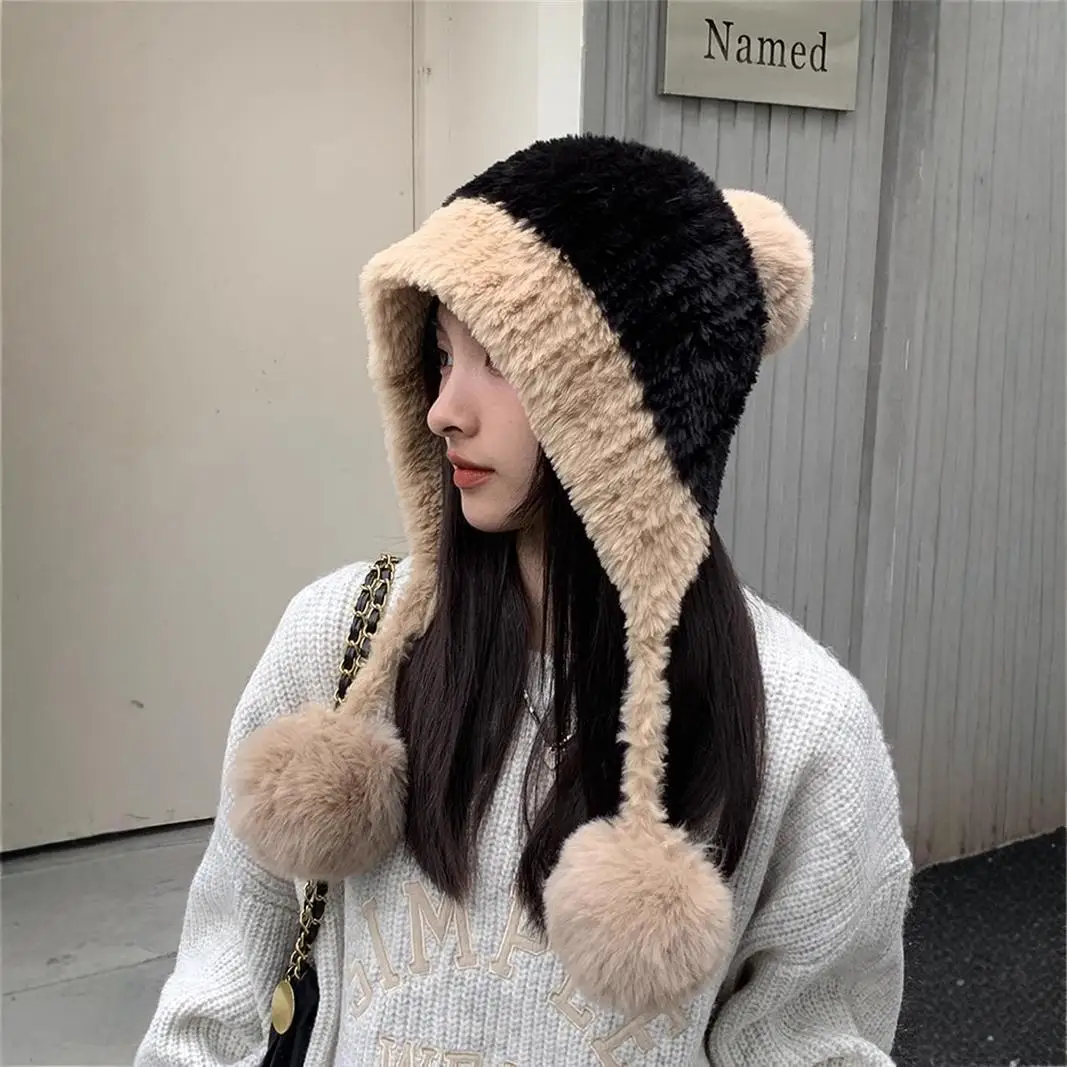 Women Fashion Warm Thickened Plush Hat Windproof Coldproof S