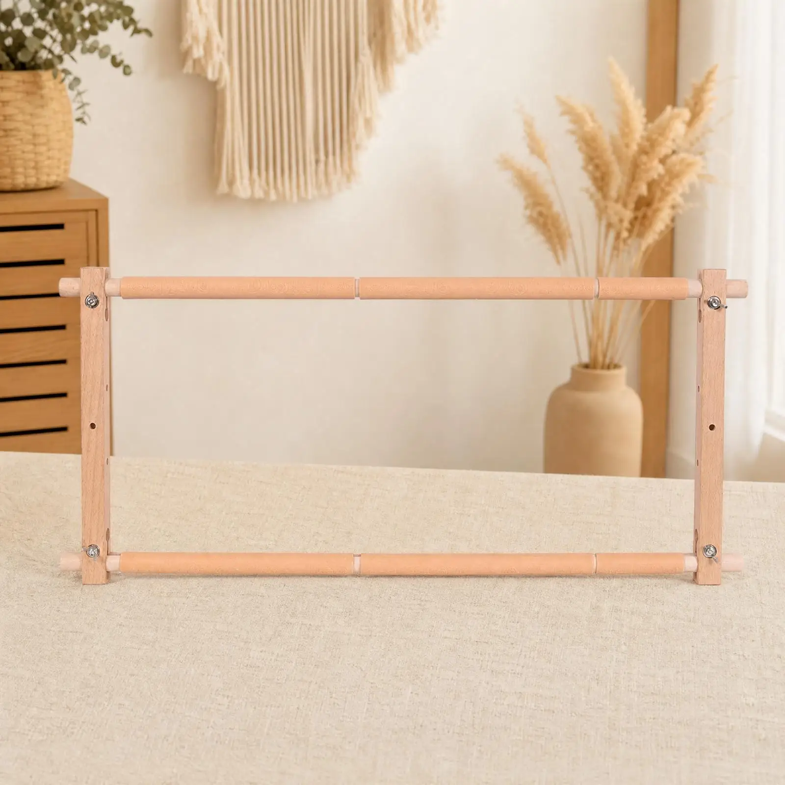 Smooth Beech Wood Embroidery Frame Stand with Adjustable Side Supports for Cross Stitch Needlework Frame for Embroidery