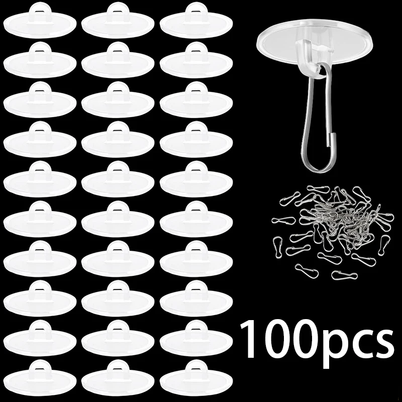 100 Stück selbstklebende Wandhaken, klebrige Deckenhaken, Scheibenaufkleber, Aufhänger für Festival, Hochzeit, Dekorationen, Ballonaufbewahrung, Display