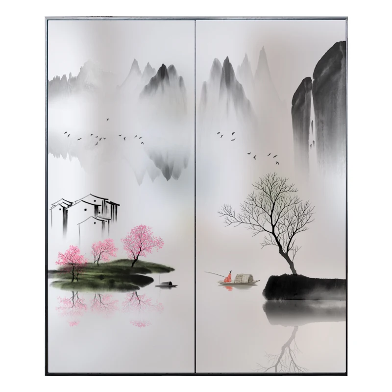 

Статические липкие стеклянные наклейки, китайская лакзажная живопись, экран конфиденциальности для бату, гостиной, спальни, украшения для стеклянных дверей
