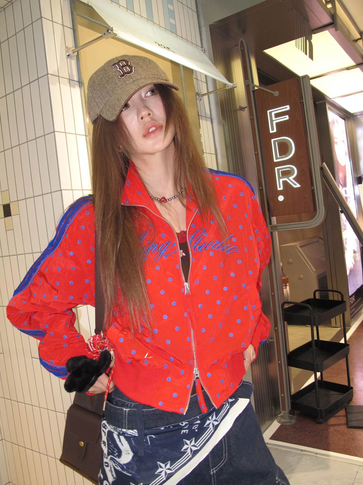 

Шикарное женское пальто в горошек в корейском стиле в стиле ретро, модное пальто Young Fem Long Sve на молнии, хлопок 00%