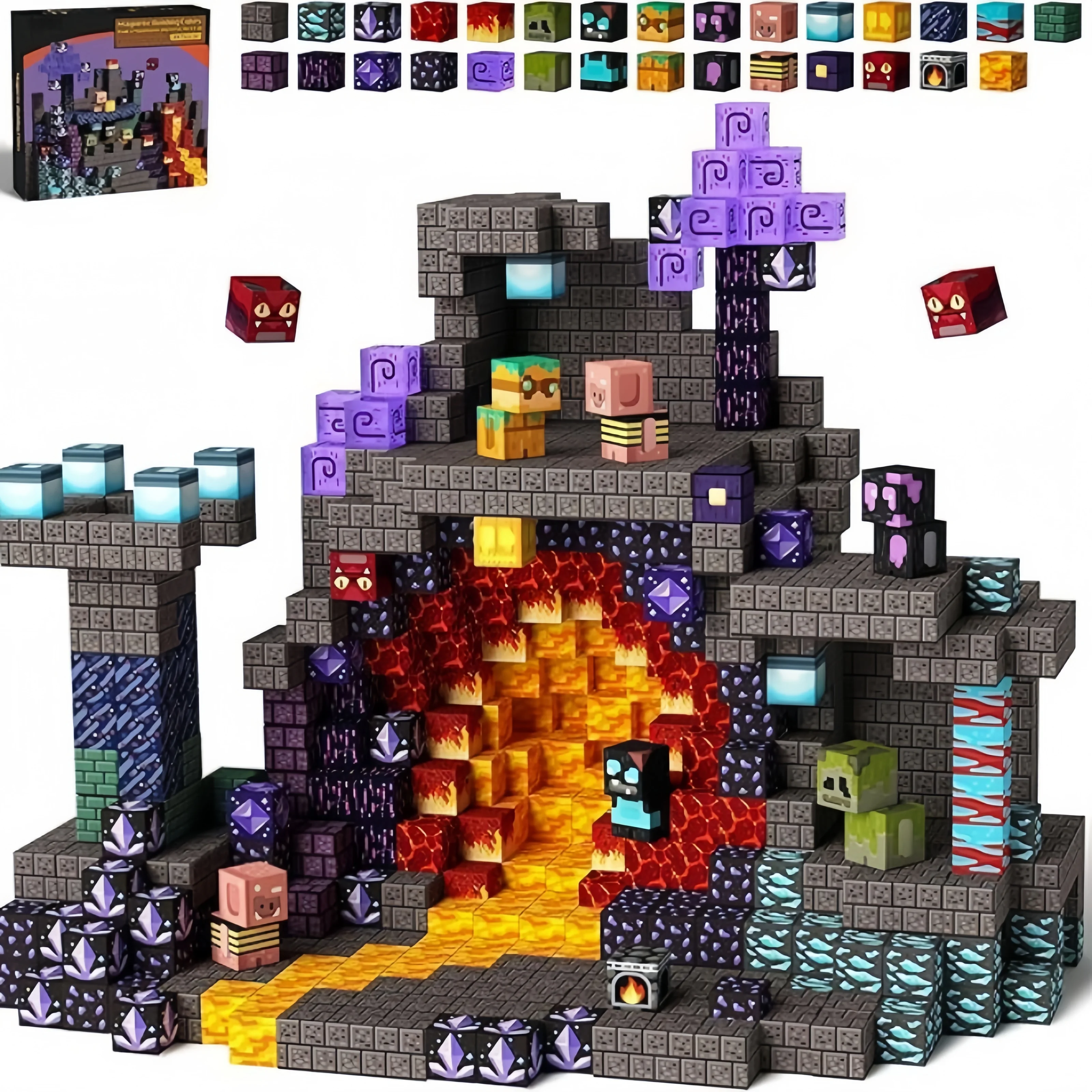 100 pezzi magnetici blocchi di costruzione fai da te gioco grotta architettura assemblaggio blocchi impilabili giocattoli sensoriali STEM set regalo di compleanno