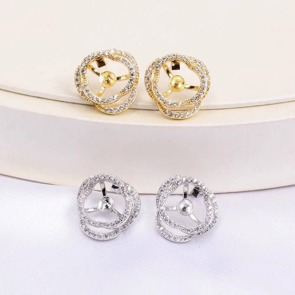 

6PCS S925 Sterling Silver Needle 18K Gold Wrapped Plated Brass Earring Settings Diy Jewelry Pearl Earrings Accessories