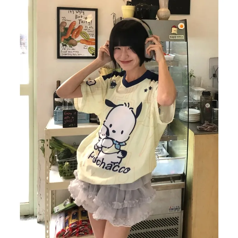 

Miniso Pacha Dog Co branded Letter Printed Puppy Mesh Jersey Short Sleeve T-shirt