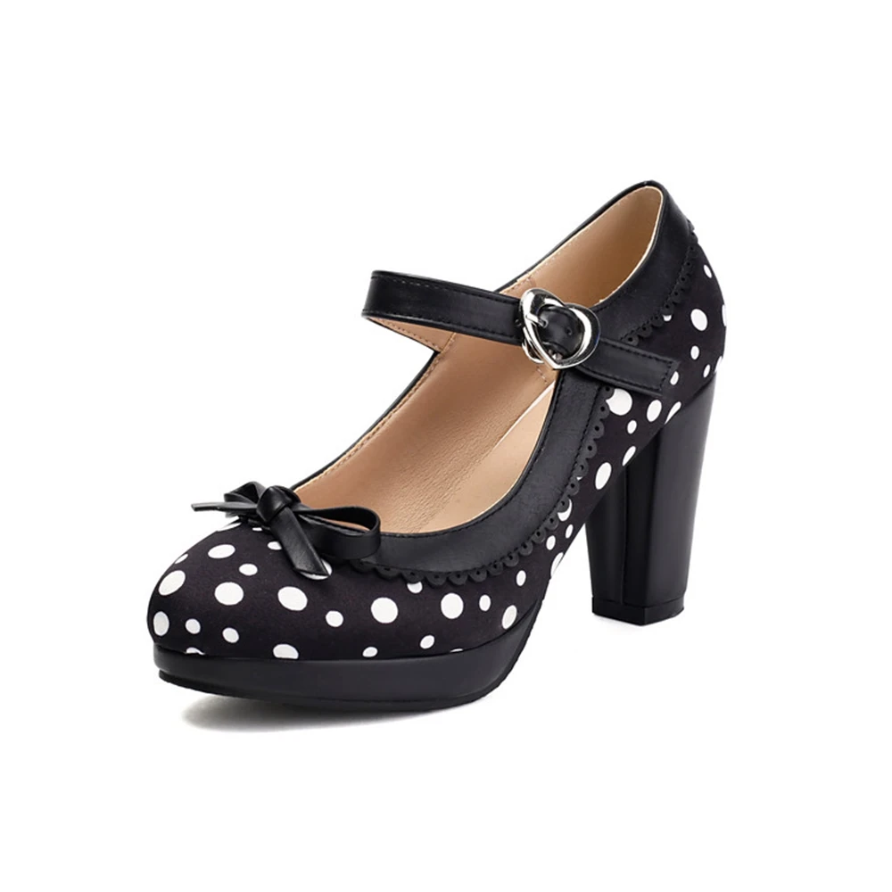 

High Heels Women New Kawaii Sweet Coarse Heel Mary Jane Waterproof Platform Cute Office Fashion Party Bridal Platform Shoes 3-29
